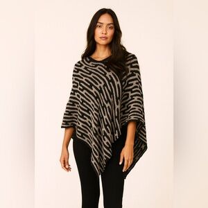 Iperico Italy Black Wool Blend Poncho‎ OS